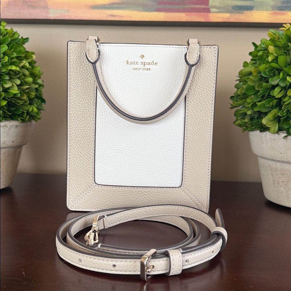 KATE SPADE ♠️ New York 🤎Lena🤎 COLORBLOCK PEBBLED LEATHER MINI TOTE BAG - Picture 11 of 17